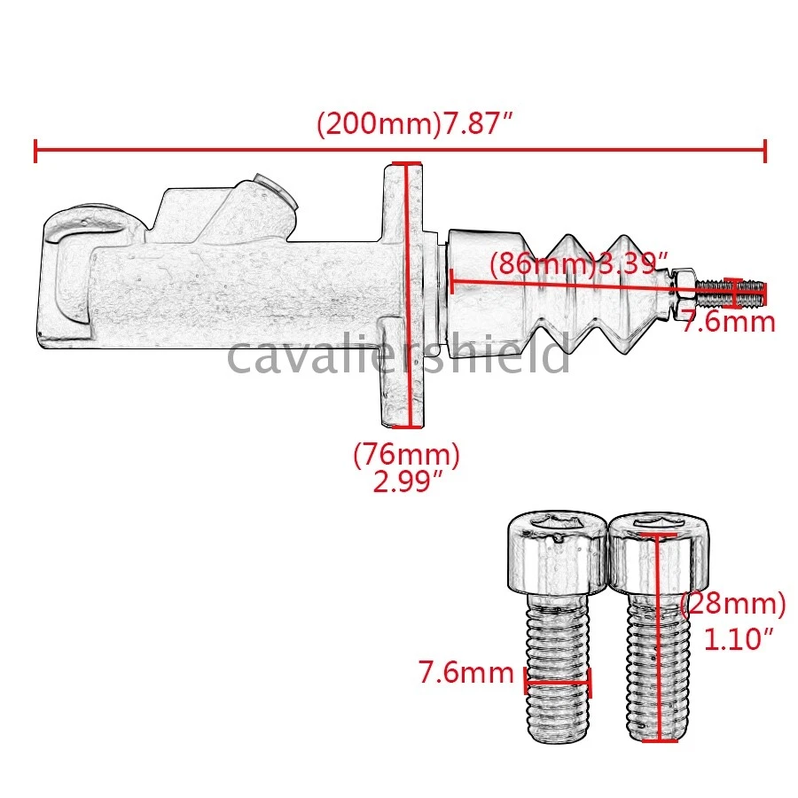 Cilindro maestro embrague freno Silver Racing 0,625 diámetro para freno de mano hidráulico Foto 2 de 4