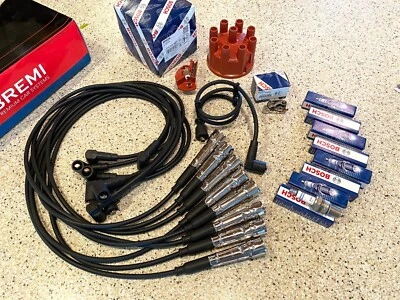 MERCEDES BENZ 280SE 350SL 450SL IGNITION TUNE UP KIT CAP ROTOR SPARK PLUG WIRE - Image 1 of 4
