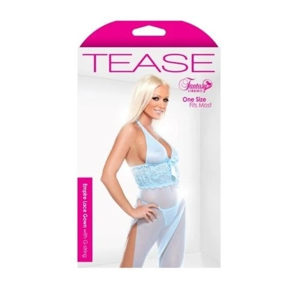 Fantasy Lingerie Halter style long babydoll high slit sheer with lace - Image 2 of 3