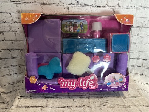 My Life As Living Room Set for 18 inch Doll 9-pcs with Light Up Lamp Purple - Picture 7 of 7