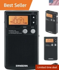 DT-200X FM-Stereo/AM Digital Tuning Pocket Radio Black