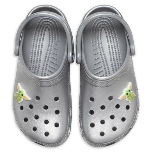 Disney Parks Mandalorian Crocs The Child Clogs Shoes Baby Yoda Grogru Silver NEW - Picture 4 of 8