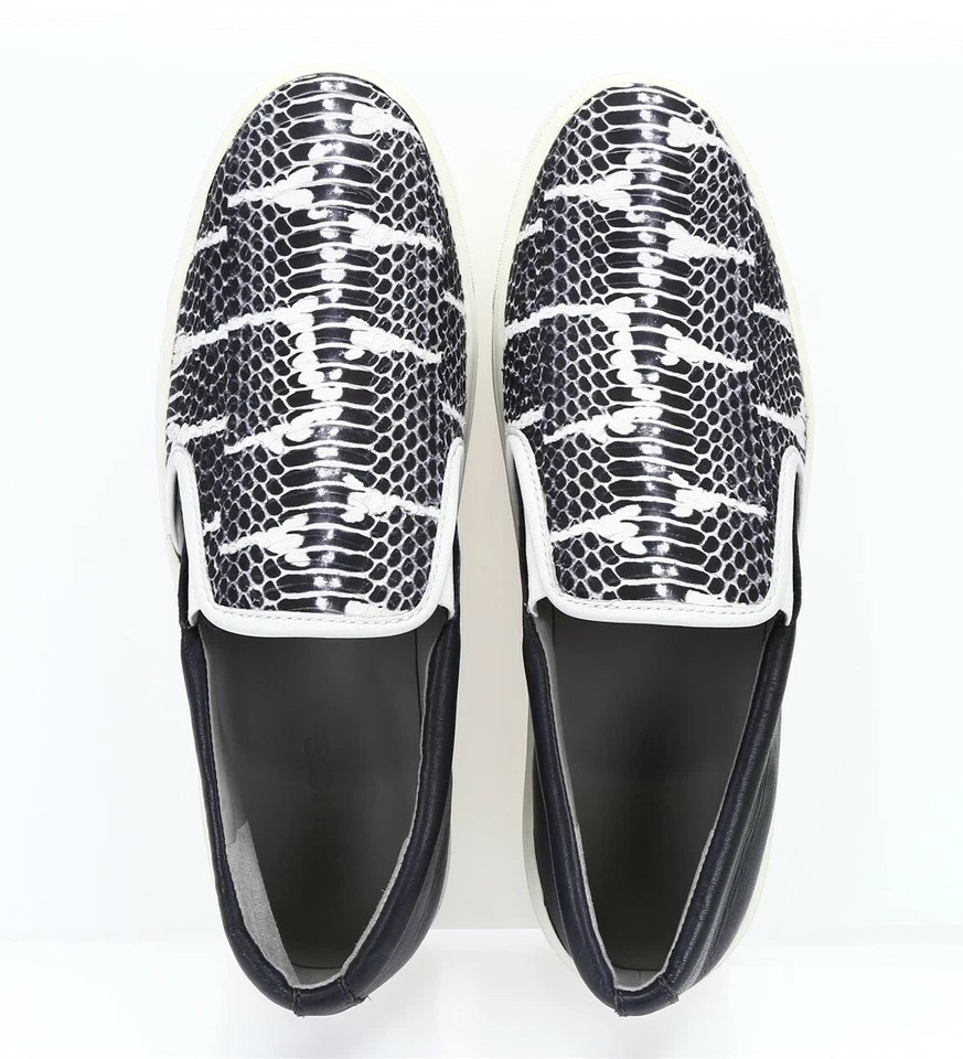 Vince. Womens Navy Blue Snake Print Leather Slip On Sneakers Shoes Size 9.5 - Image 2 of 4
