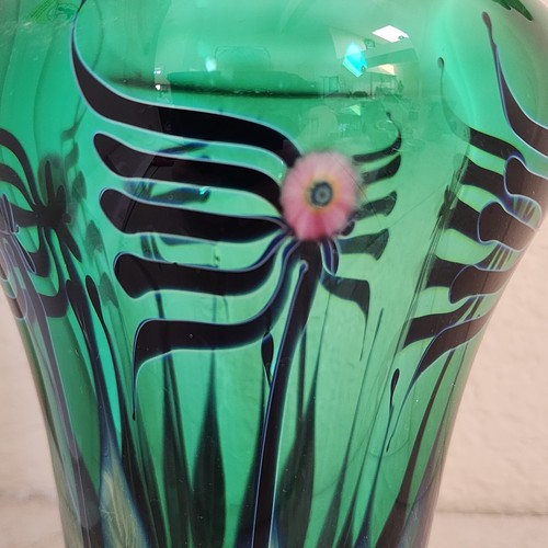 Rare John Lotton Windswept Flowers Studio Art Glass Vase Signed 8 1/2" tall 1999 - Picture 9 of 12