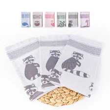 Hencely Raccoon Kitchen Towels Set of 3 - Tea Towels 100% Cotton Dish Cloth
