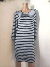 J.Crew Striped Side Zip T-Shirt Dress Size S Heather Blue Casual C1037