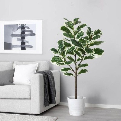 4.3ft Green Artificial Ficus Tree Plant in Pot with 46 Leaves for Indoor Outdoor