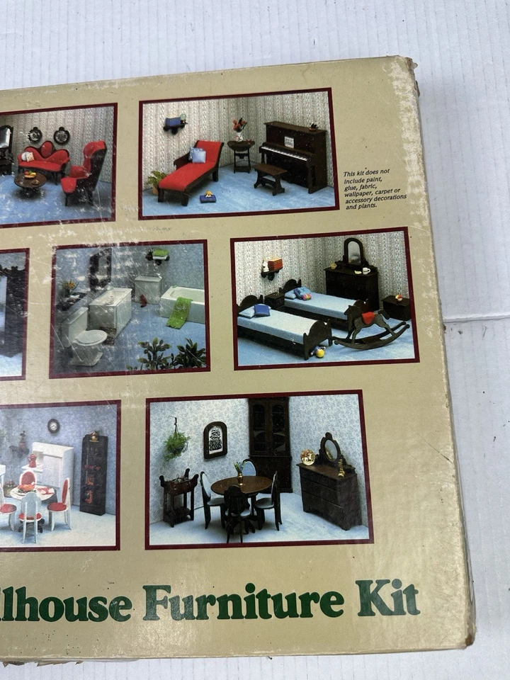 Kit de muebles miniatura Greenleaf 1982 vintage para casa de muñecas #9010 incompleto Foto 4 de 4