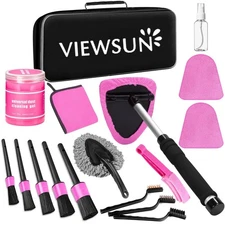 Windshield Cleaner Tool, 17Pcs Pink Car Interior Cleaning Kit, Detailing Kit ...