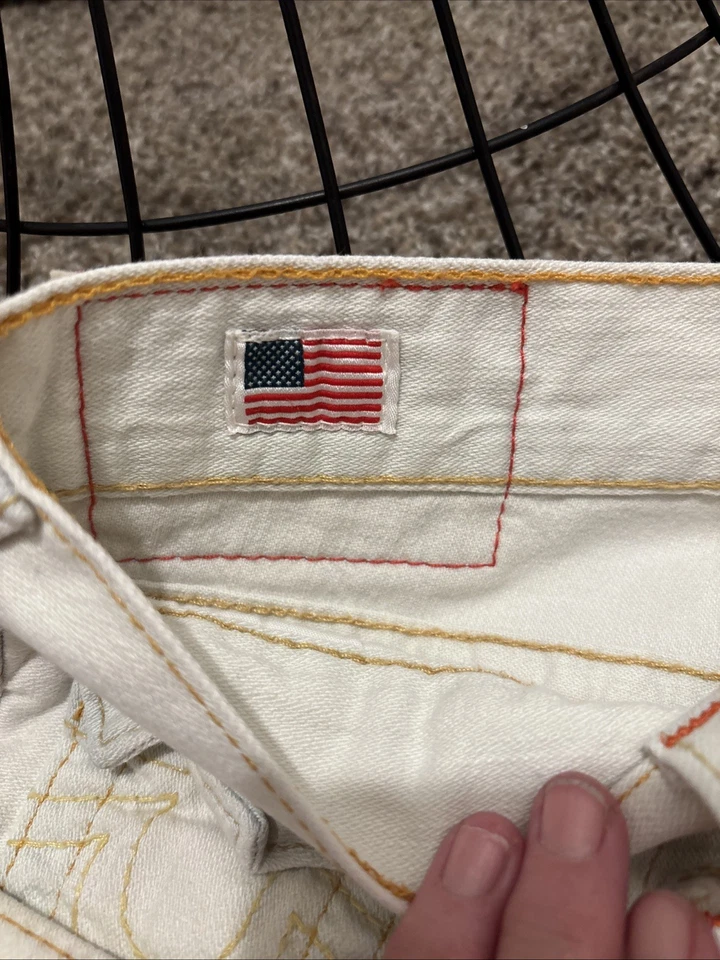 Vtg True Religion Ricky White Back Flap Pockets Straight Leg Jeans 😱 - Image 4 of 4