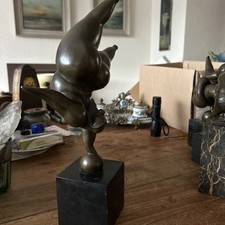 MILO bronze figure balancing woman, 34 cm gymnast handstand marble base sign