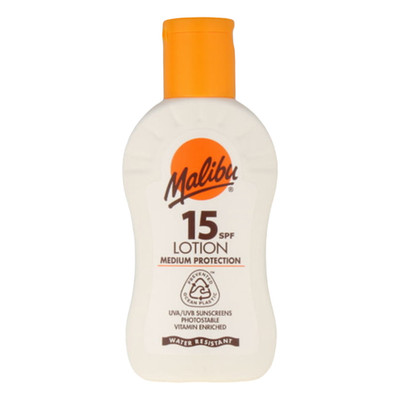Malibu Sun LSF 15 Lotion, Sonnencreme mit mittlerem Schutz, mit Vitamin angereichert 100 ml