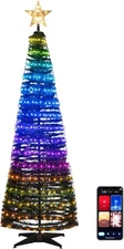 Goplus 6 FT Pop Up Christmas Tree, Pre-Lit Collapsible Xmas Tree with 282 RGB LE