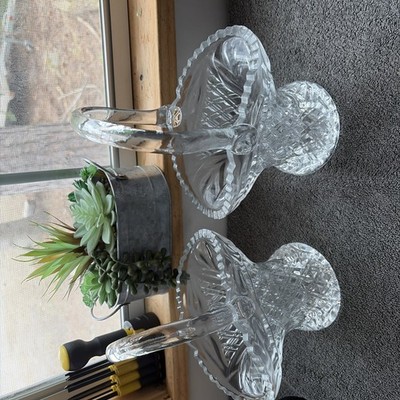 Two Beautiful Glass Vases Both The Same 7 1/2 Inches Long 11 Inches Tall