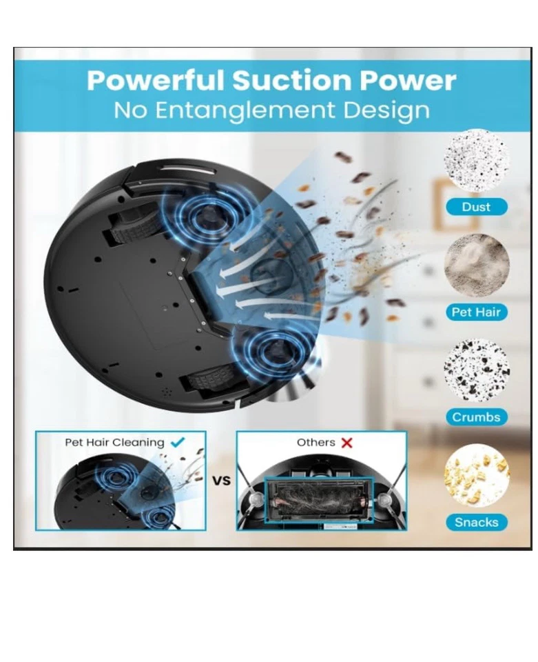 ROPVACNIC A1 Robot Vacuum Cleaner with 3000Pa Cyclone Suction, APP/Voice/Remote - Image 4 of 4
