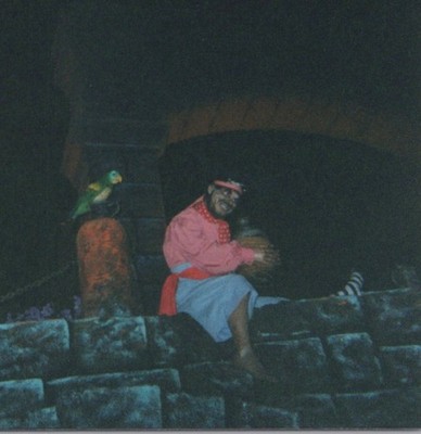 1980s Pirate Man Parrot Animatronic Dark Ride Cave Amusement Park Fantasy Scene