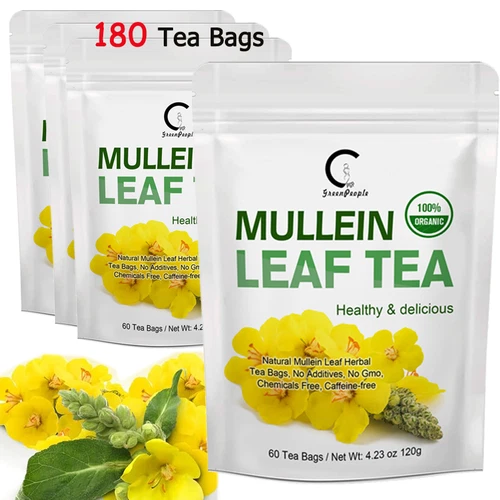 Organic Mullein Leaf Tea Herbal Tea Bags for Lung Cleanse Respiratory Breathing