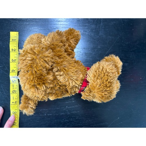 Lord & Taylor - hellbraun Shaggy Hund Stofftier Karo Halsband Top Zustand - Bild 5 von 6