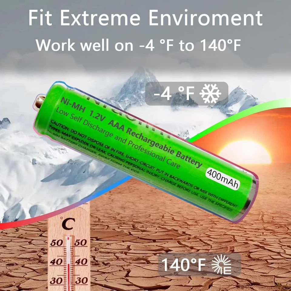 2~8X 400mAh AAA NI-MH Battery 1.2V Rechargeable for Panasonic Gigaset Mobilteile - Bild 2 von 4