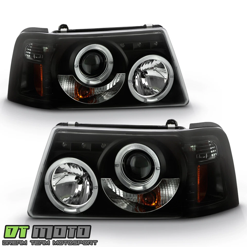 Faros proyectores LED halo para Ford Ranger 2001-2011 Black Smoke con luces de esquina Foto 2 de 4