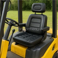 Universal Forklift Tractor Seat Backrest Adjustable w/ Safety Belt & Armrest