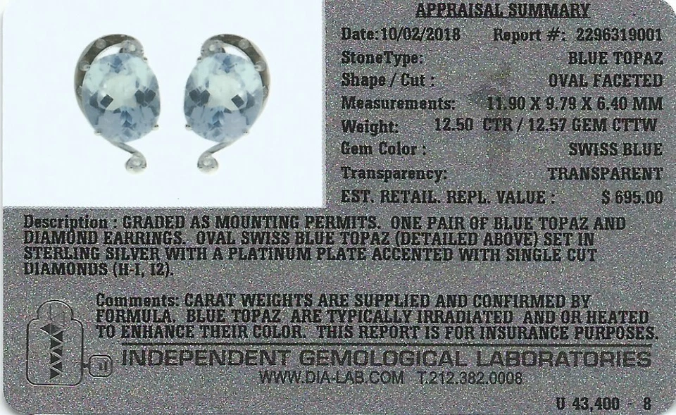 Pendientes y diamantes de topacio de diseño Lo lo co enchapados en platino de plata de ley Foto 3 de 3