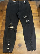 Nwt Judy Blue Jeans Skinny Fit JB82168BK Animal Print Black Distressed Size 14w
