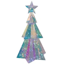 Kurt Adler Pre-Lit Cool White LED Holographic Iridescent Christmas Tree, 15"