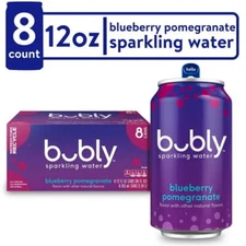 bubly Blueberry Pomegranate Sparkling Water, 12 fl oz, 8 Pack Free Shipping!!!!!