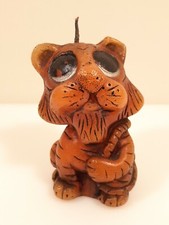 Vintage Hand Painted ANIMAL DELIGHTS Sitting TIGER Figure CANDLE - NOS New!
