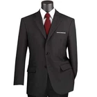 LUCCI Men's Black 2 Button Classic Fit Poplin Polyester Suit - NEW