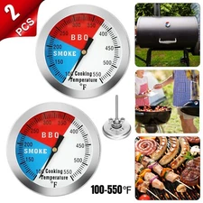 2Pcs Temperature Thermometer Gauge for Barbecue BBQ Grill Smoker Pit Thermostat