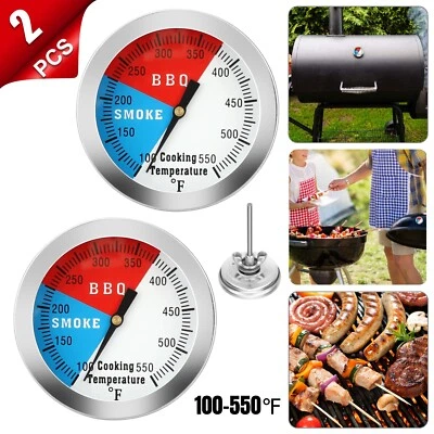 EEEKIT 2Pcs Temperature Thermometer Gauge for Barbecue BBQ Grill Smoker Pit Thermostat