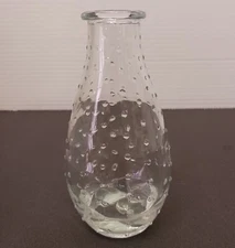 Clear Glass Bud Vase with Raised Dots 5.75" Tall Deco Flowers