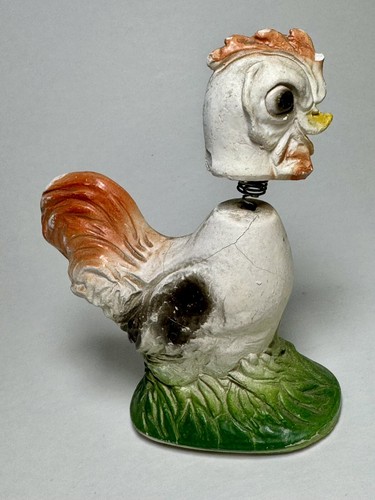 Vintage Chalk Ware Easter Chick Bobble Head Nodder Decoration Chicken - Picture 2 of 8