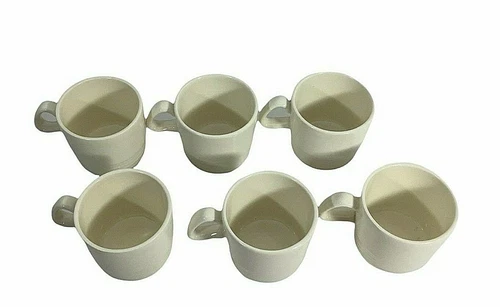 Vintage White Coffee Tea Cups Set Of 6 Made In USA 6 Oz.