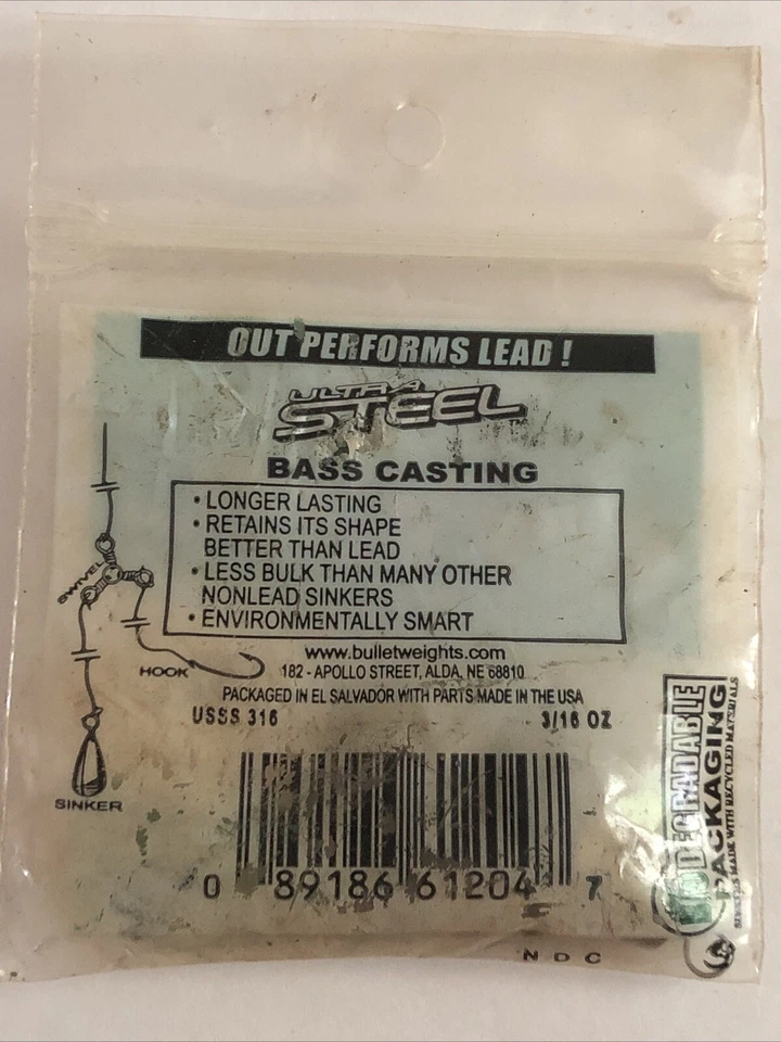 Bullet Weights Ultra Steel Sinkers 3/16oz Bass Casting - Package Of 5 - image 2 of 2