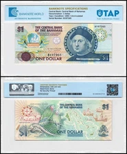 Bahamas 1 Dollar, 1992 ND, P-50, UNC Authenticated