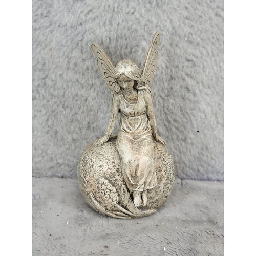 Fairy Figurine Sitting on Globe Statue Garden Decor Fantasy Art