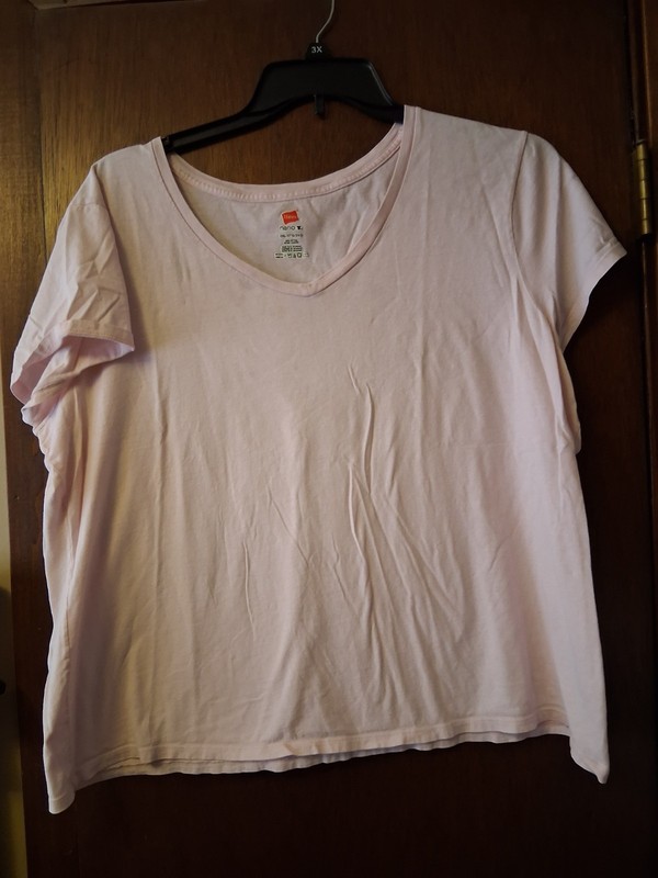 Hanes Nano 2x Pink V Neck Tee