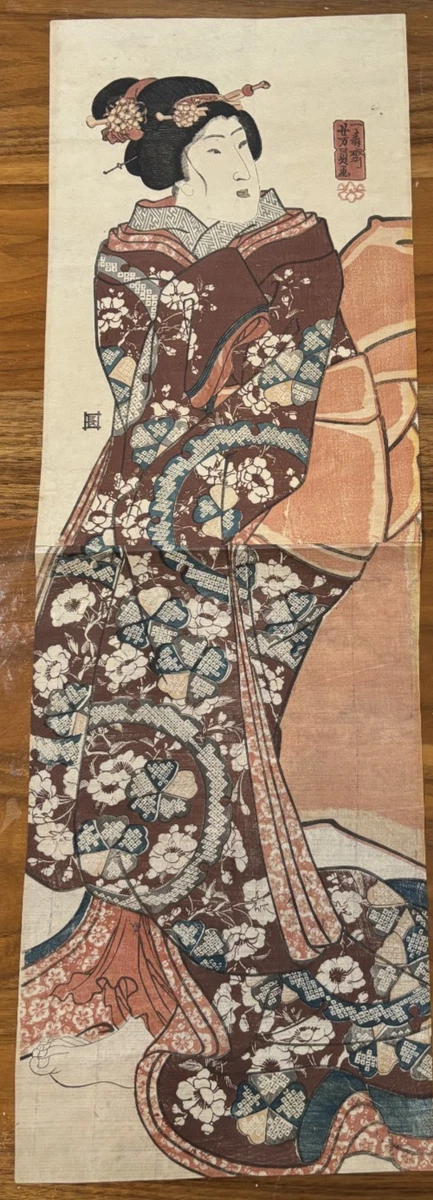 蓝色古董日本版画| eBay