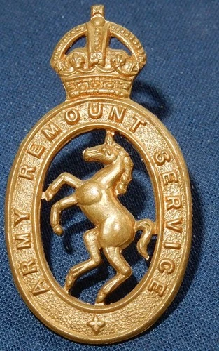 PRE WW2 ARMY REMOUNT SERVICE BRITISH MILITARY CAP BADGE - 2 LUGS