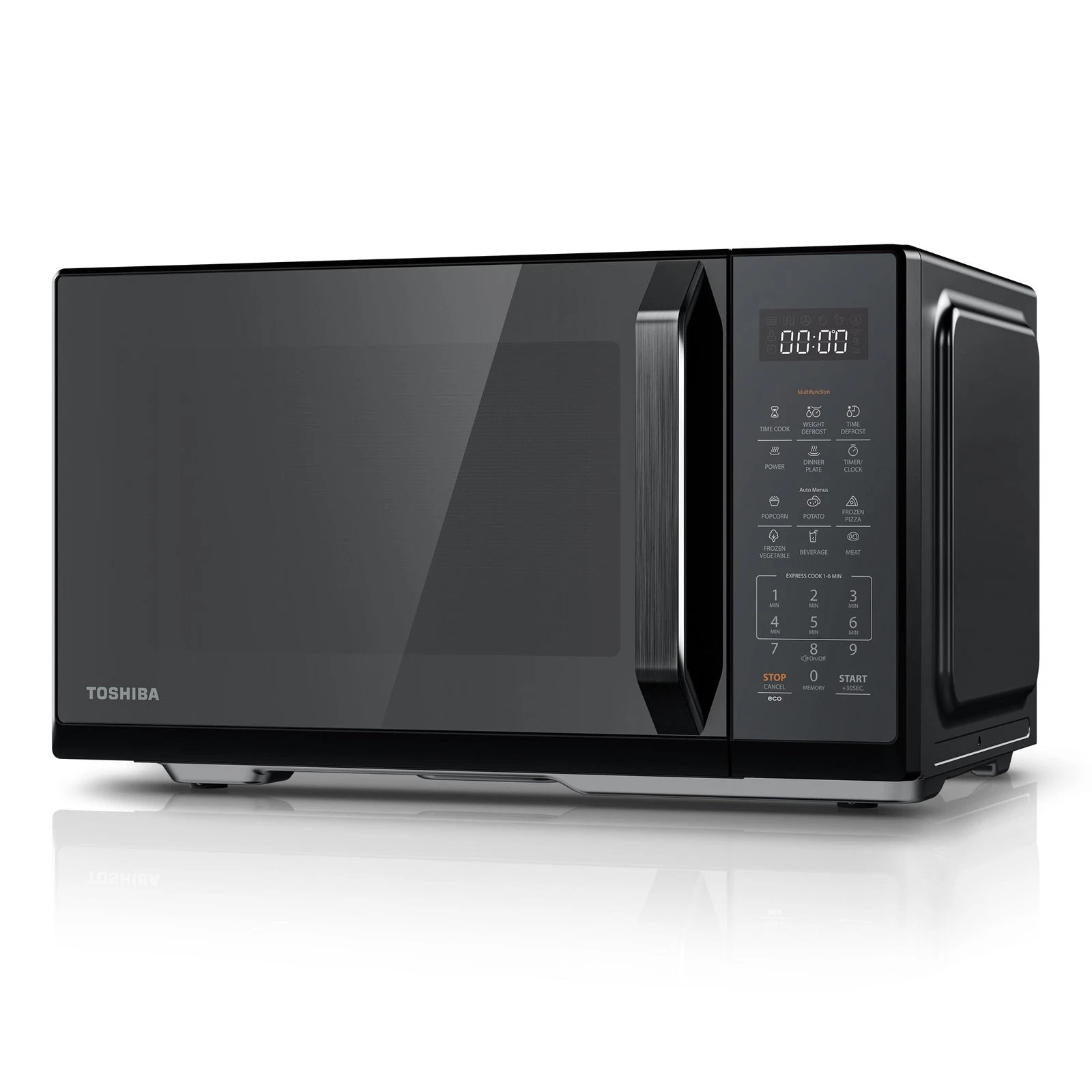Toshiba Black Mirror Microwave 900w 23L Microwave Oven with Digital Display Solo