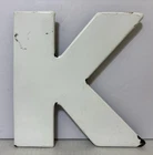 Vintage White Porcelain - Letter K - Metal Gas Oil Station Sign