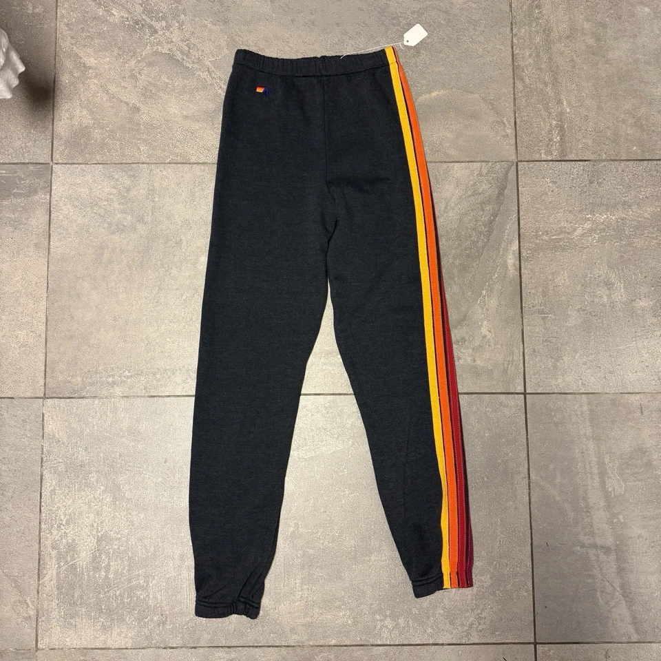 Aviator Nation 5 Stripe Zip Up Hoodie & Sweatpants Set Charcoal Gray Kids 12 NWT - Image 3 of 4