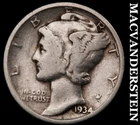 1934 Silver Mercury Dime - Scarce  Better Date  No Reserve  #G8159