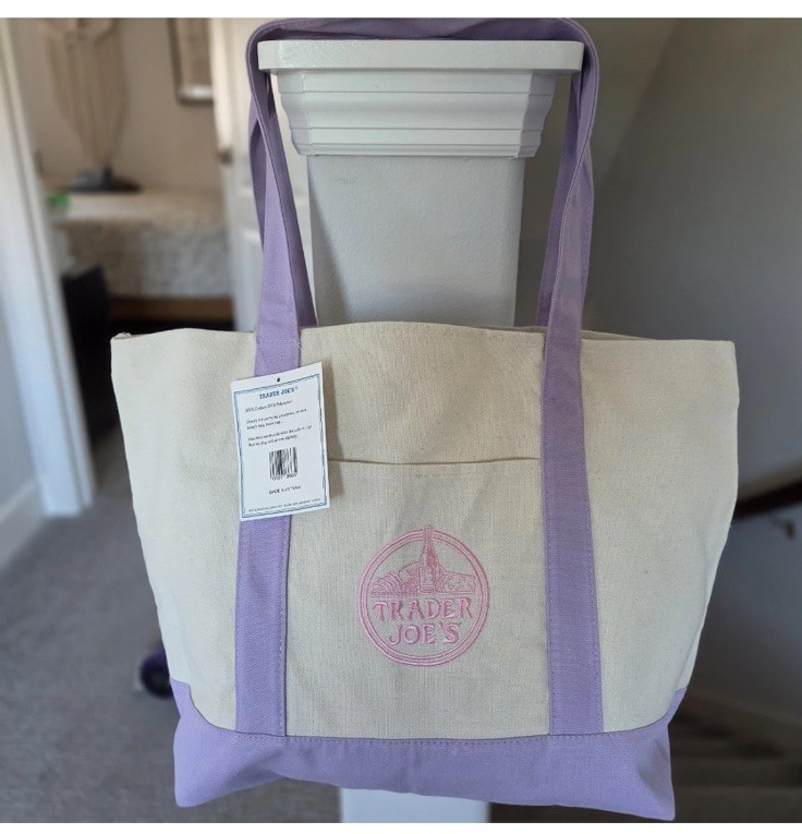 Trader Joe’s Canvas Large Purple Shopping Bag Limited  Tote Lavender New W/Tags