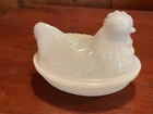 Vintage Hazel Atlas Milk Glass Mini Hen On Nest 4" Candy Trinket Dish
