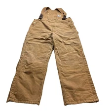 Carhartt Overalls Men 42x32 Bibs Canvas Double Knee Quilted Liner USA Made