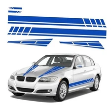 6PCS Car Hood Stripe Sticker, Vinyl Auto Body Side Rearview Mirror Blue, 6pcs